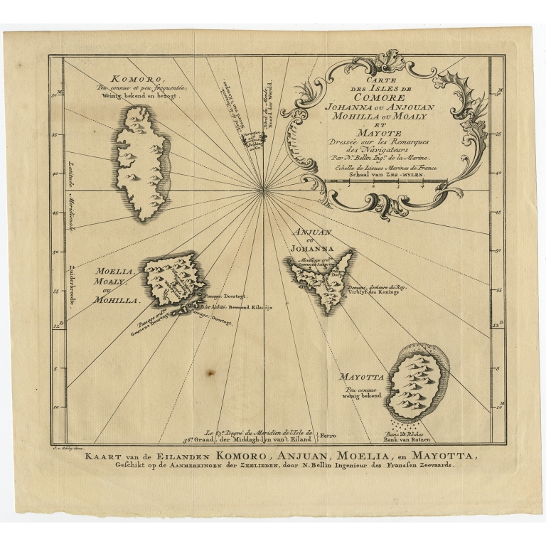 Carte des Isles de Comore (..) Uncoloured  - Bellin (1760)