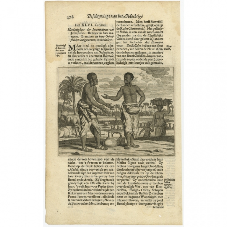 Antique Print of Natives from Jafnapatan by Baldaeus (1672)