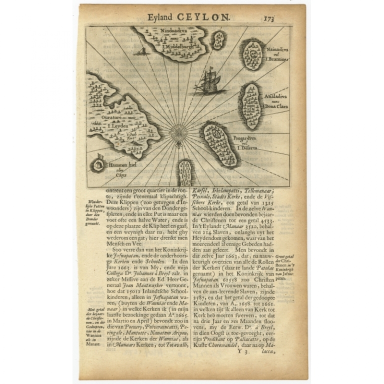 Antique Map of the Islands near Ceylon by Baldaeus (1672)