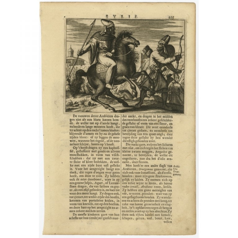 Antique Print of Syrian Warriors by Dapper (c.1680)