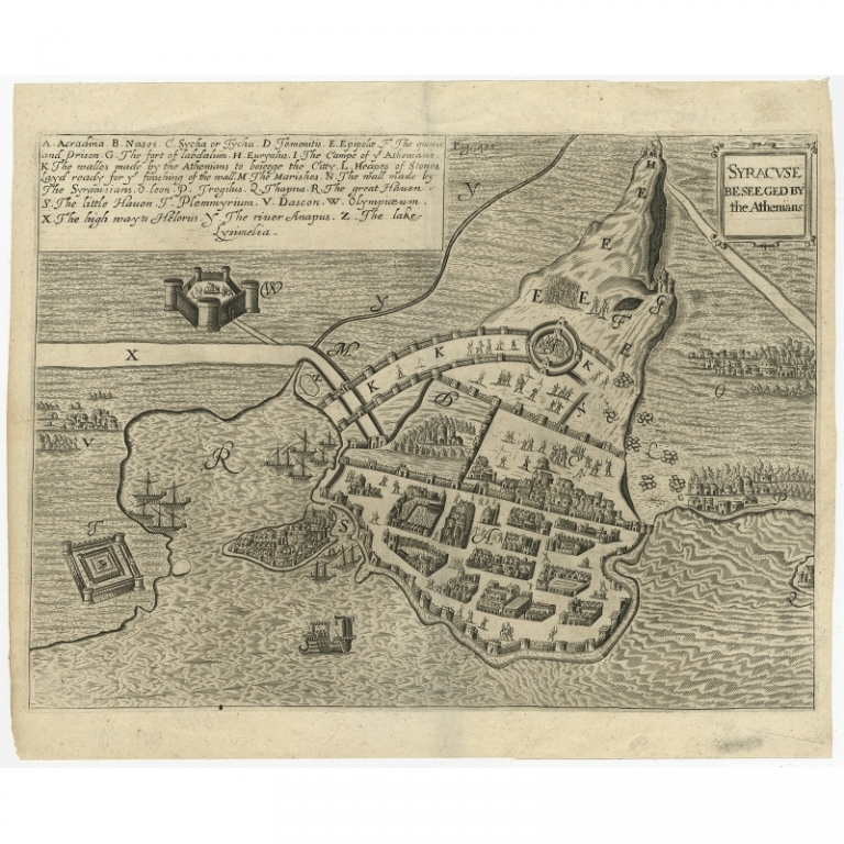 Antique Map of the Siege of Syracuse (c.1675)