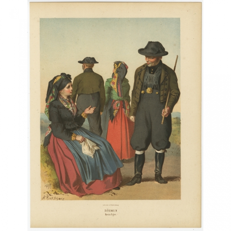 Antique Costume Print 'Bohmen. Kreis Eger' by Kretschmer (1870)