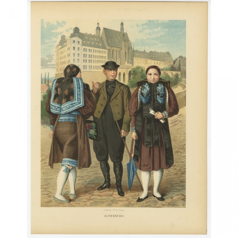 Antique Costume Print 'Altenburg' by Kretschmer (1870)