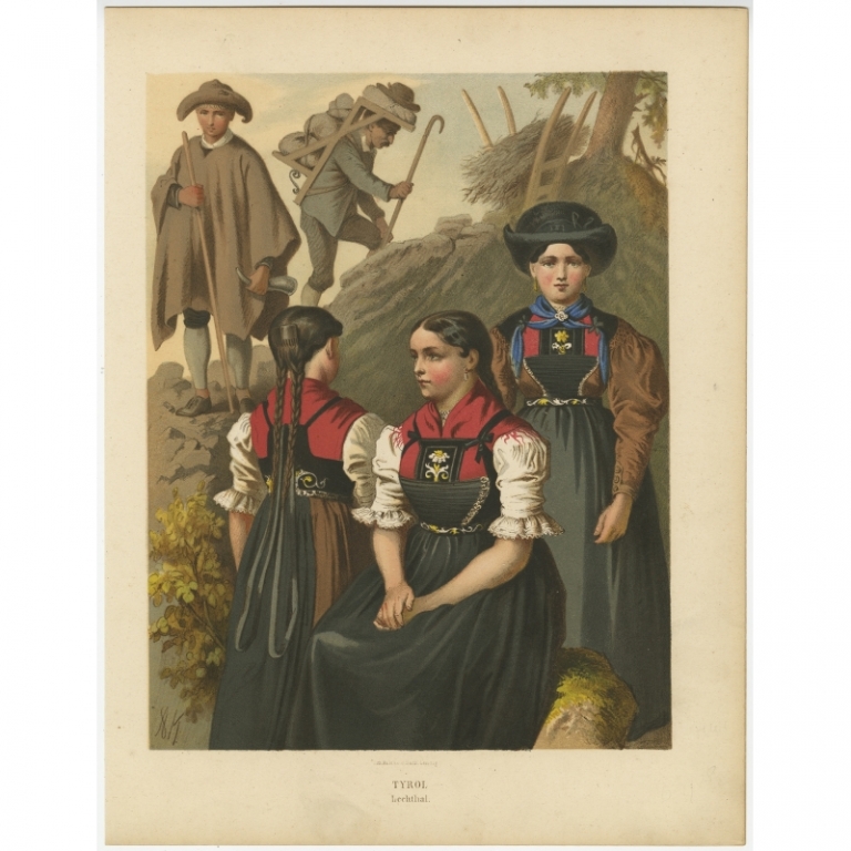 Antique Costume Print 'Tyrol. Lechthal' by Kretschmer (1870)