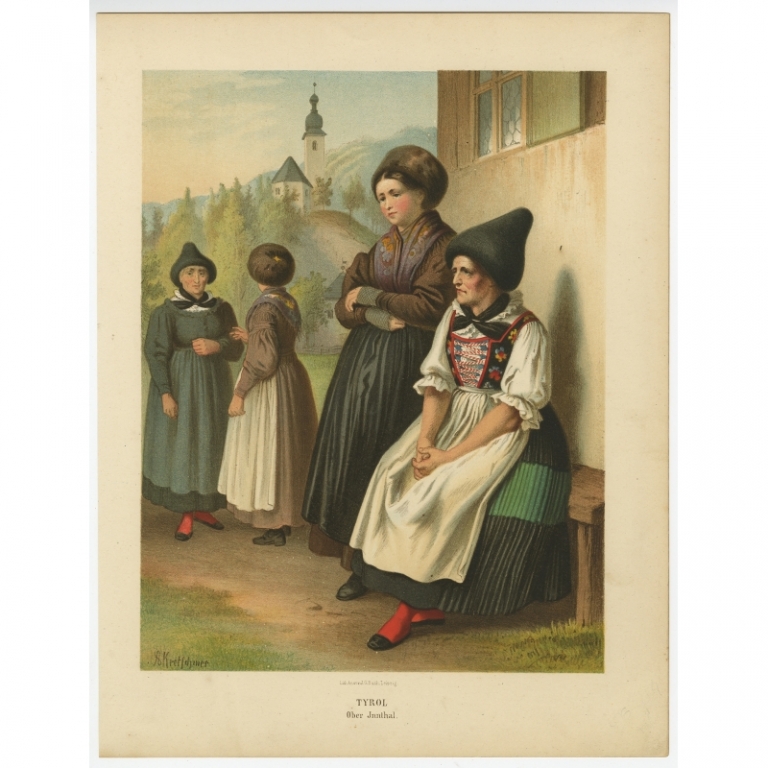 Antique Costume Print 'Tyrol. Ober Innthal' by Kretschmer (1870)