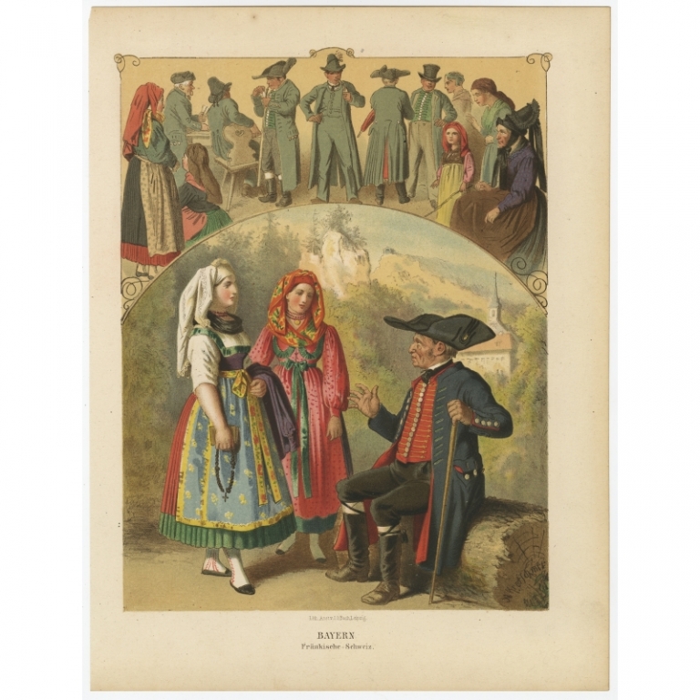 Antique Costume Print 'Bayern. Frankische-Schweiz' by Kretschmer (1870)