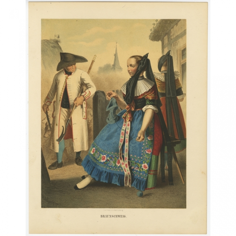 Antique Costume Print 'Braunschweig' by Kretschmer (1870)