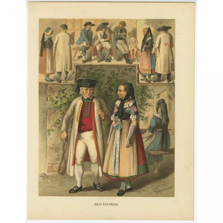 Antique Costume Print 'Braunschweig II' by Kretschmer (1870)