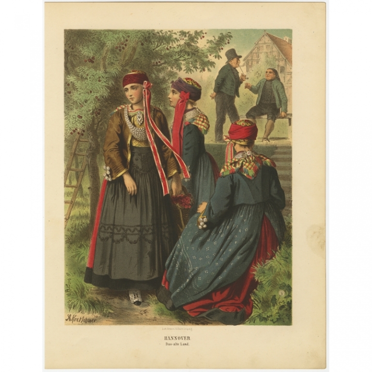 Antique Costume Print 'Hannover. Das alte Land' by Kretschmer (1870)