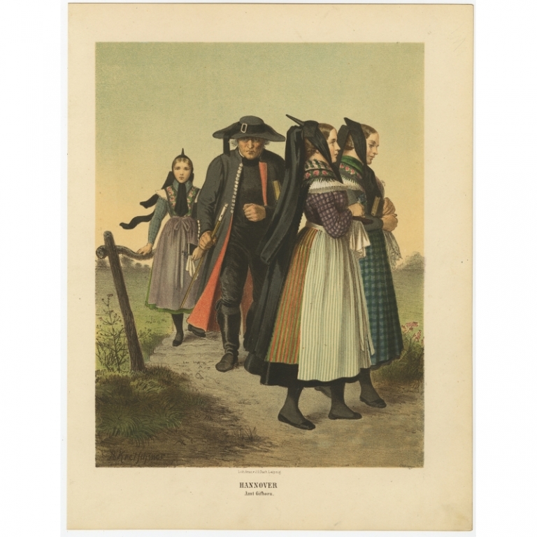 Antique Costume Print 'Hannover. Amt Gifhorn' by Kretschmer (1870)