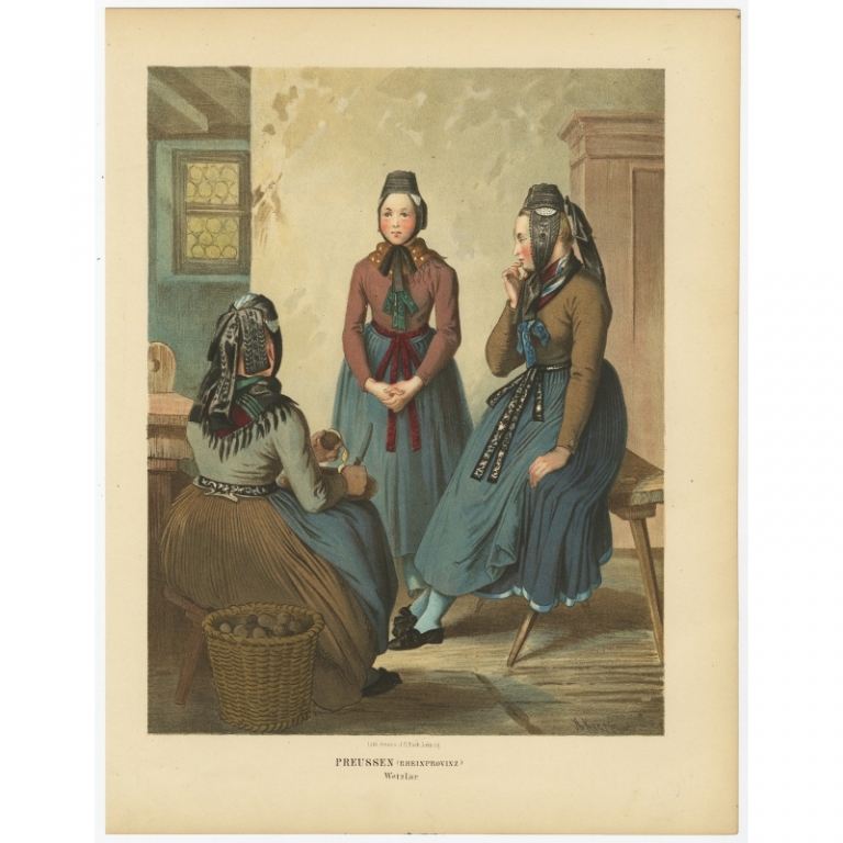 Antique Costume Print 'Preussen (Rheinprovinz). Wetzlar' by Kretschmer (1870)