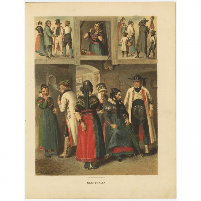 Antique Costume Print 'Westphalen' by Kretschmer (1870)