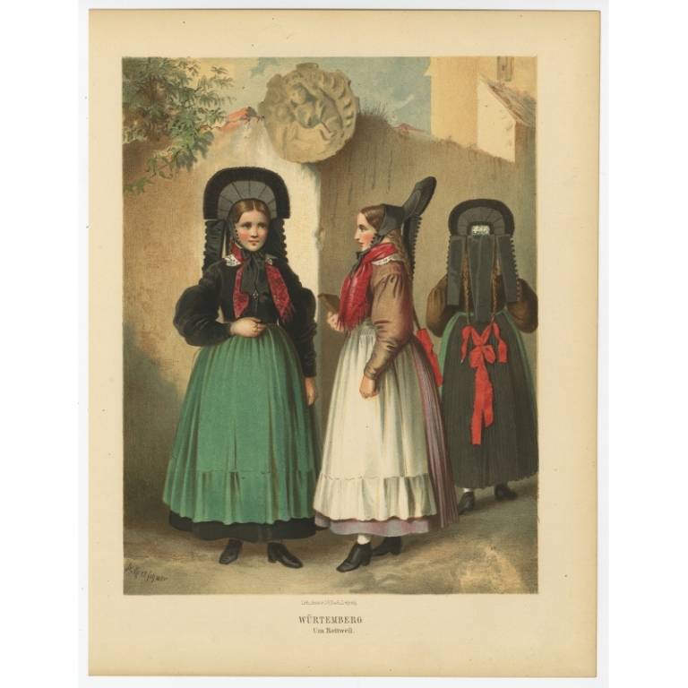 Antique Costume Print 'Wurtemberg. Um Rottweil' by Kretschmer (1870)