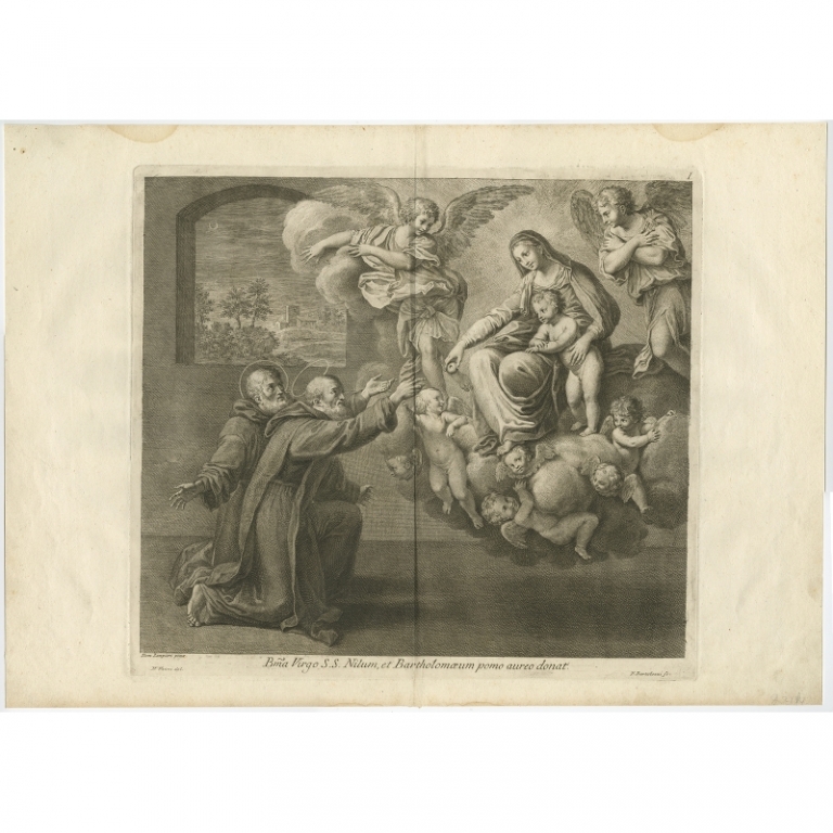Antique Print of Saint Nilus and Saint Bartholomew by Bartolozzi (1762)