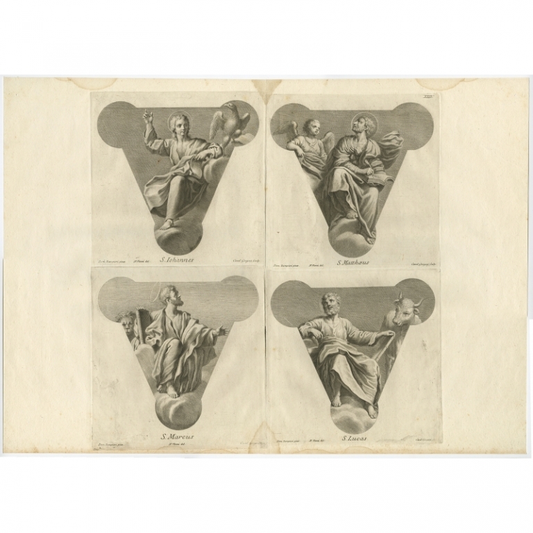 Antique Print of the Four Evangelists by Gregory (1762)