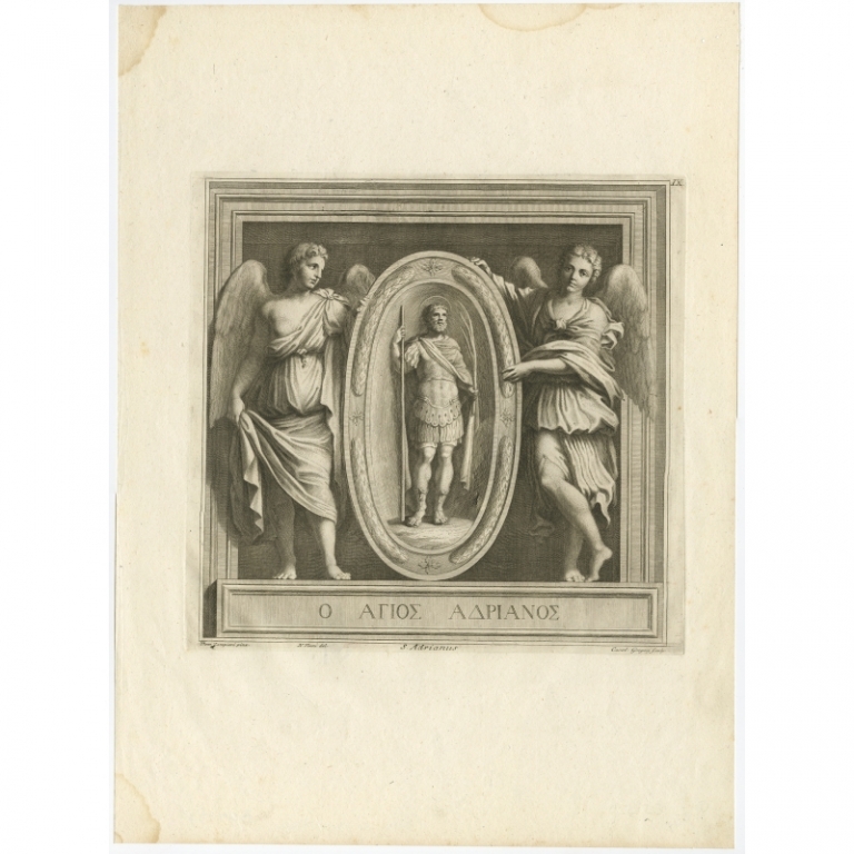 Antique Print of Saint Adrianus by Gregory (1762)
