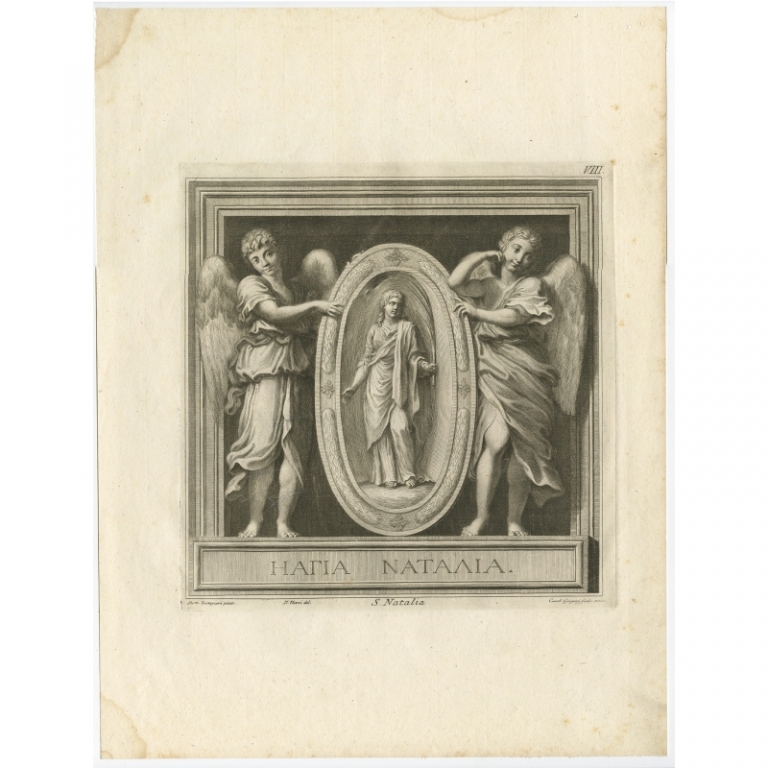 Antique Print of Saint Natalie by Gregory (1762)