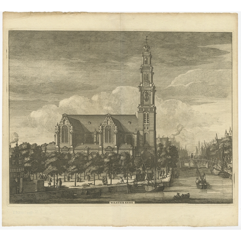 Antique Print of the 'Westerkerk' (Amsterdam) - Commelin (c.1765)