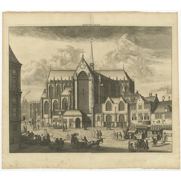 Antique Print of the 'Nieuwe Kerk' (Amsterdam) - Commelin (c.1765)