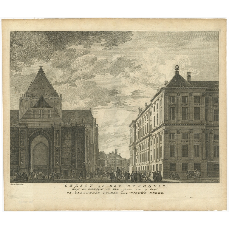 Gezigt op het Stadhuis, langs de noordzijde (..) - Van Liender (1766)