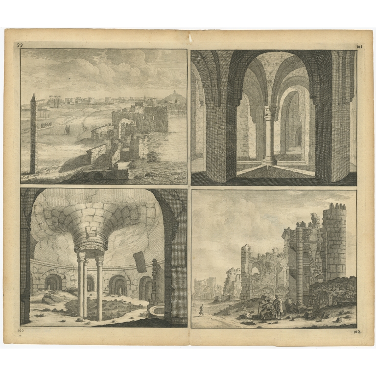 Untitled Print of the ruins of the Palace of Cleopatra (Egypt) - De Bruyn (c.1700)
