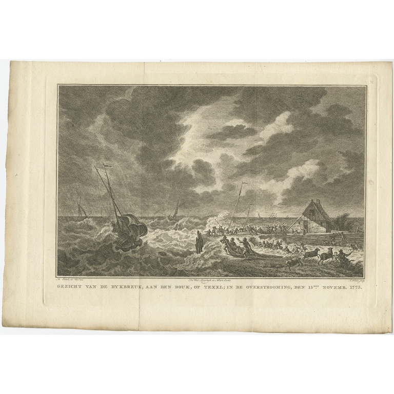 Gezicht van de dykbreuk, aan den douk, op Texel (..) - Fokke (1778)