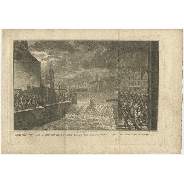 Gezicht van de overstrooming der sluis te Delfshaven (..) - Van der Meer (1776)