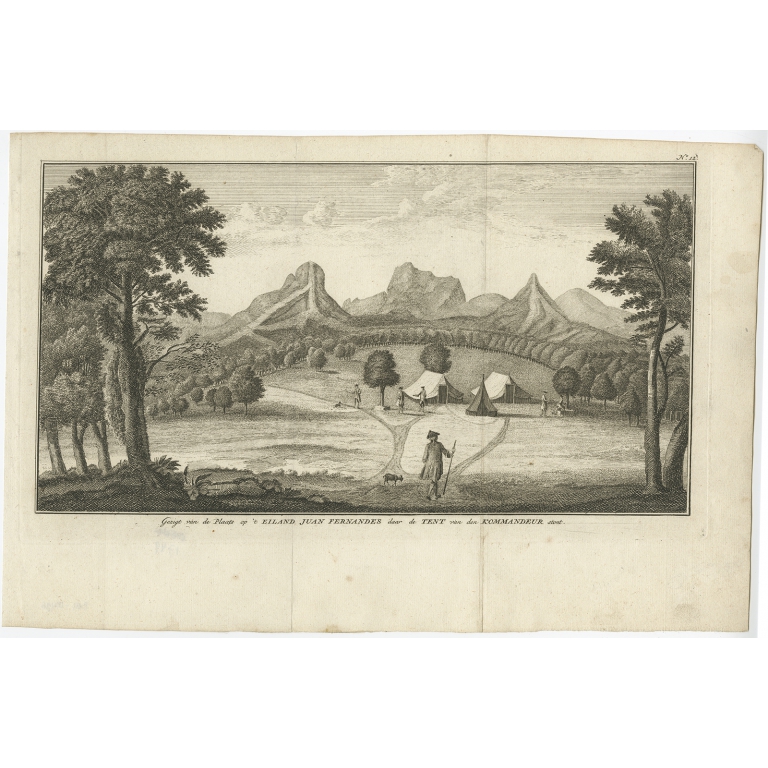 Gezigt van de Plaats op ’t Eiland Juan Fernandes (..) - Anson (1749)
