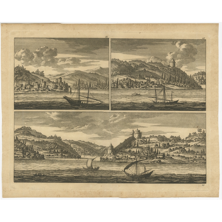 Untitled Print of the Bosphorus and the Black Sea - De Bruyn (c.1700)