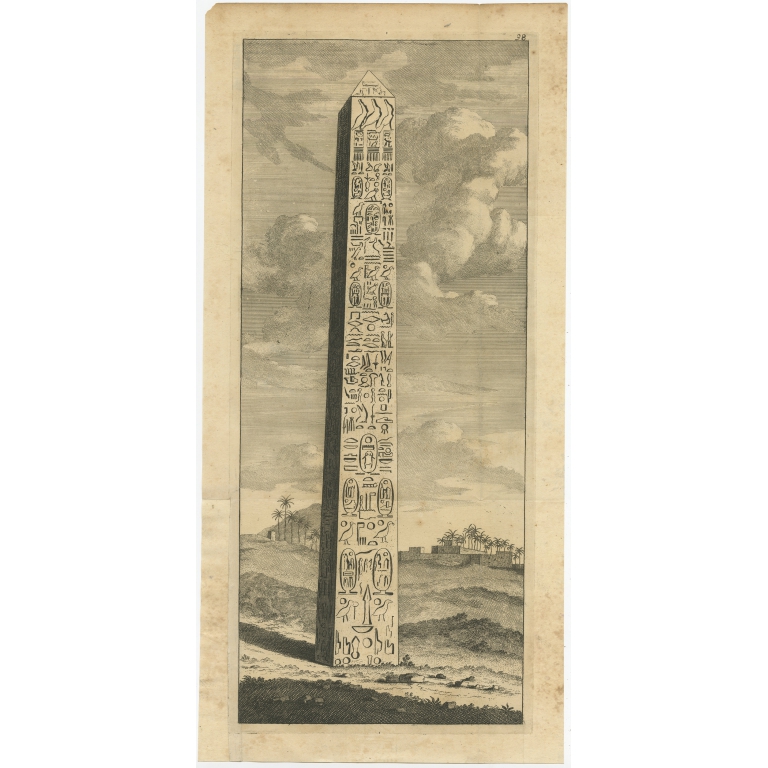 Untitled Print of Obelisk Alexandria - De Bruyn (c.1720)