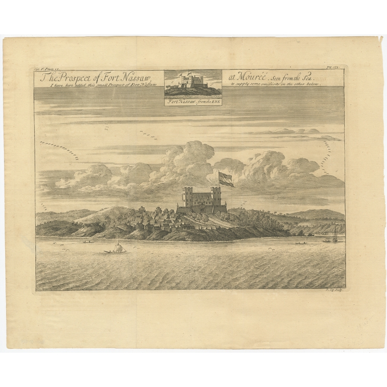 The Prospect of Fort Nassaw at Mouréé (..) - Kip (1732)