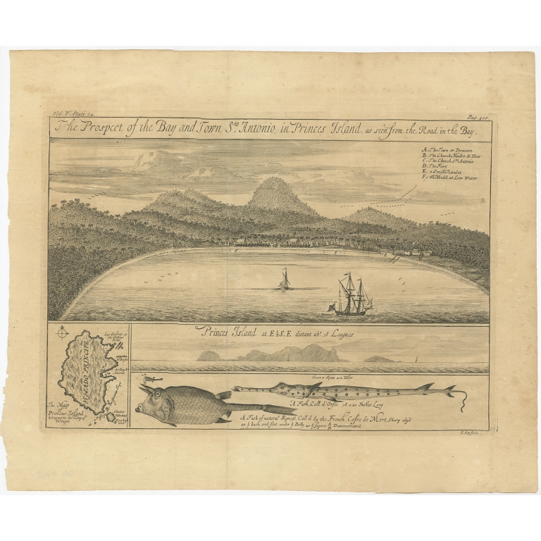 The Prospect of the Bay and Town St.Antonio (..) - Kip (1732)