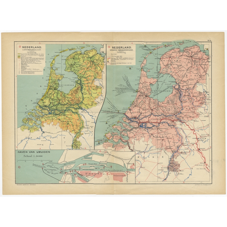 Nederland Landbouwkaart, Nederland Groote Verkeerswegen - Beekman & Schuiling (1927)