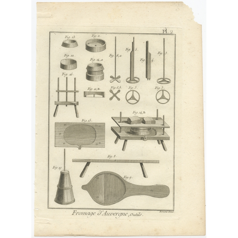 Fromage d'Auvergne, Outils - Diderot (1751)