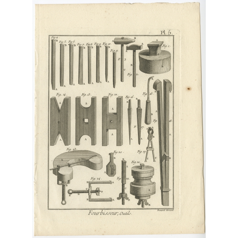 Fourbisseur, Outils - Diderot (1751)