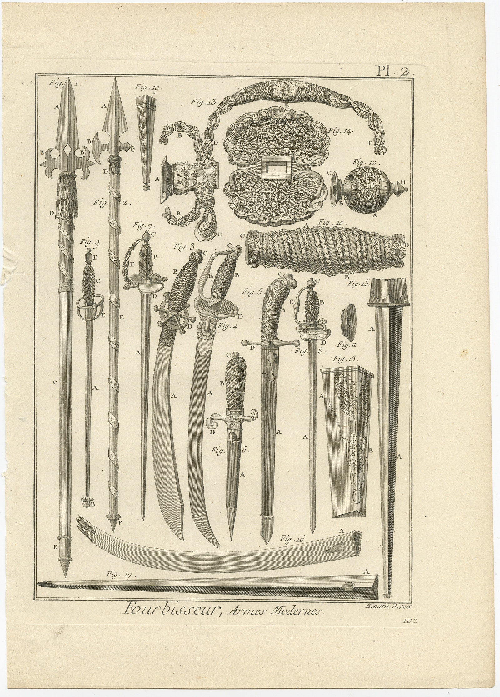 Fourbisseur, Armes Modernes - Diderot (1751)