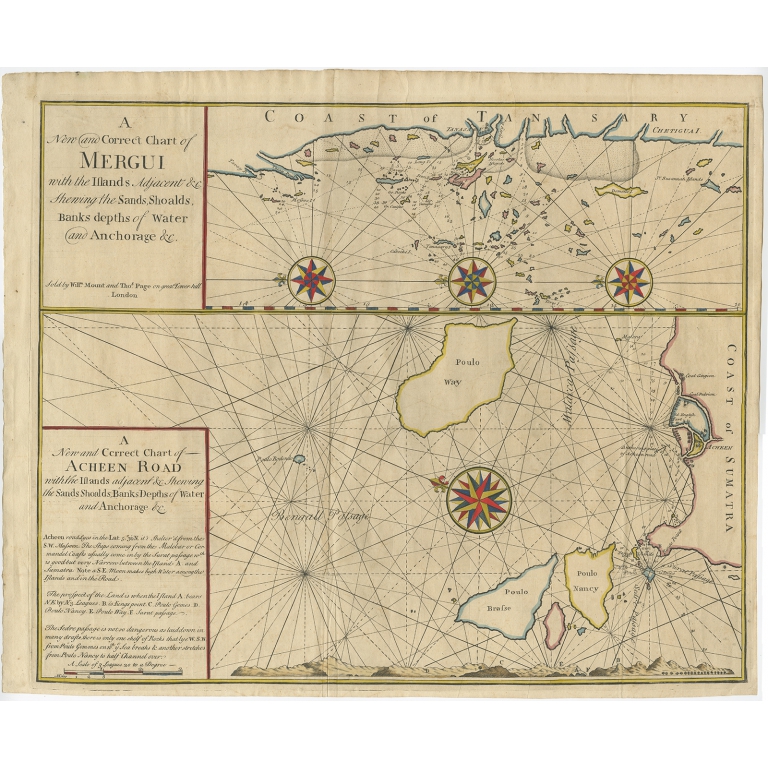 A New and Correct Chart of Acheen Road (..) - Mount & Page (c.1750)