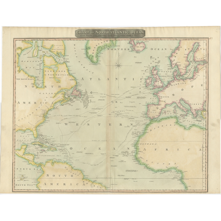 Chart of North Atlantic Ocean - Thomson (1817)
