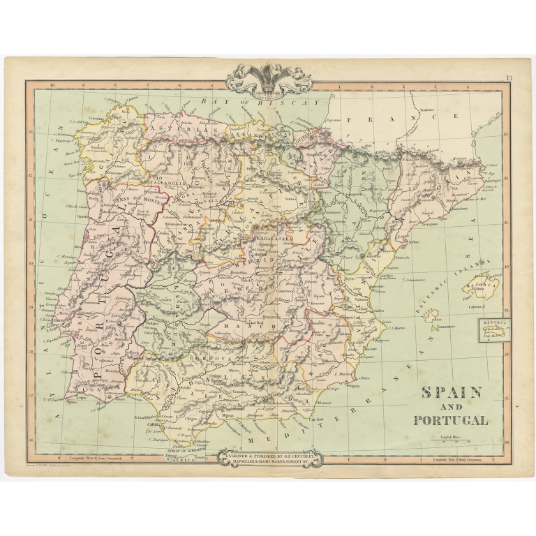 Spain and Portugal - Cruchley (1854)