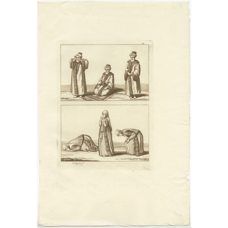 Untitled Print Arab Men and Women praying - Ferrario (1827)