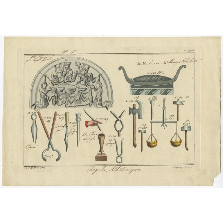 Pl. XXI Untitled print of various Utensils - Weindl (1810)