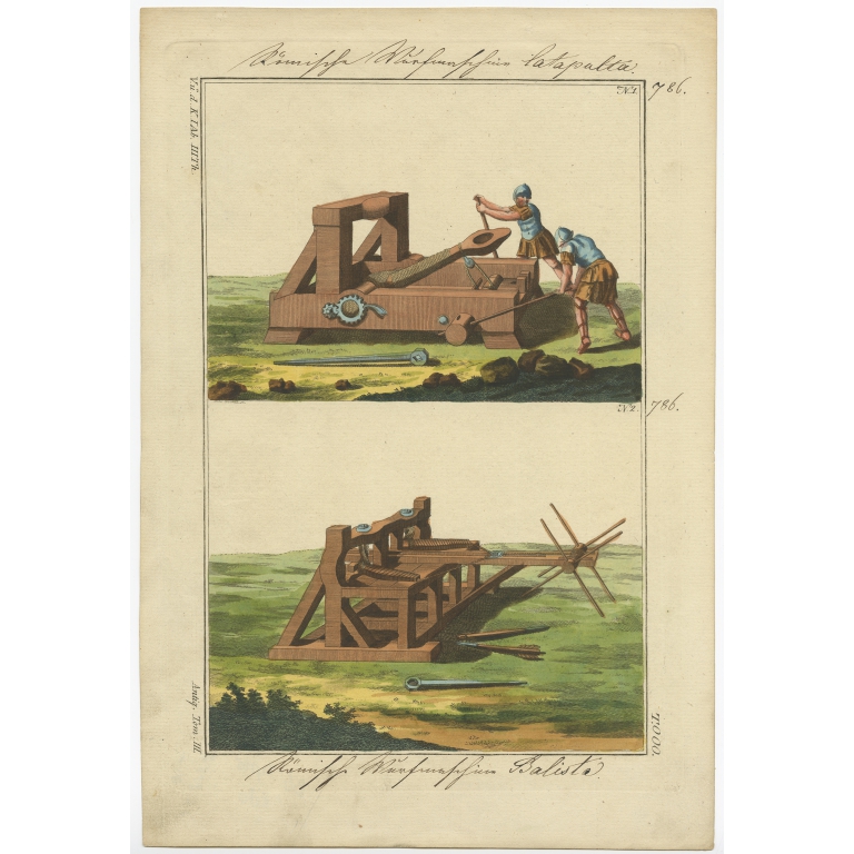 Pl. OOO Untitled print of a Catapult and Ballista - Weindl (1810)