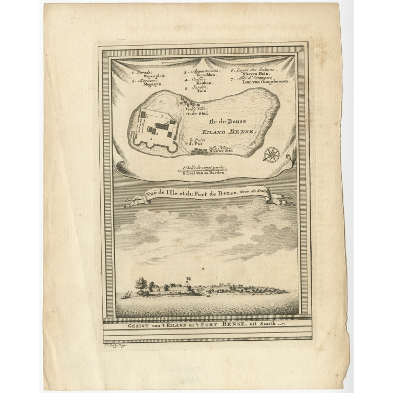 Gezigt van 't Eiland en 't Fort Bense - Van Schley (c.1760)