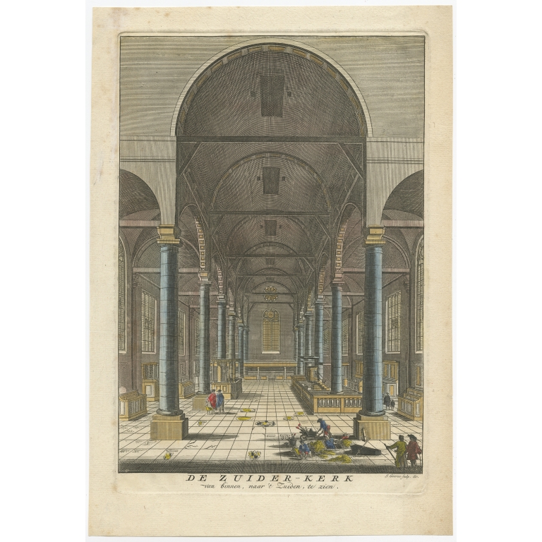 De Zuider-Kerk van binnen, naar 't Zuiden, te zien - Goeree (1765)
