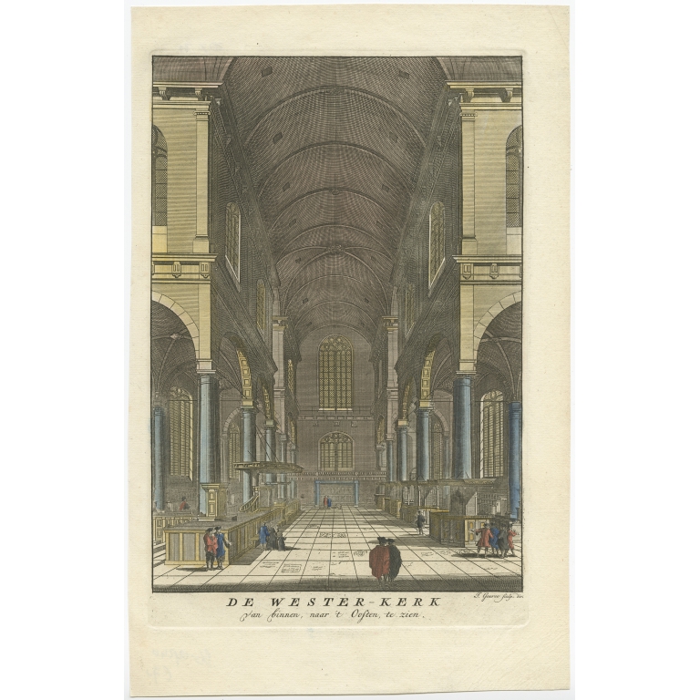 De Wester-Kerk van binnen, naar 't Oosten, te zien - Goeree (1765)