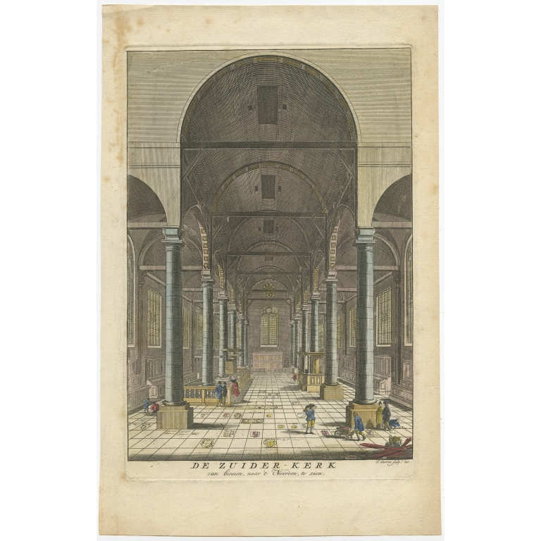 De Zuider-Kerk van binnen, naar 't Noorden, te zien - Goeree (1765)