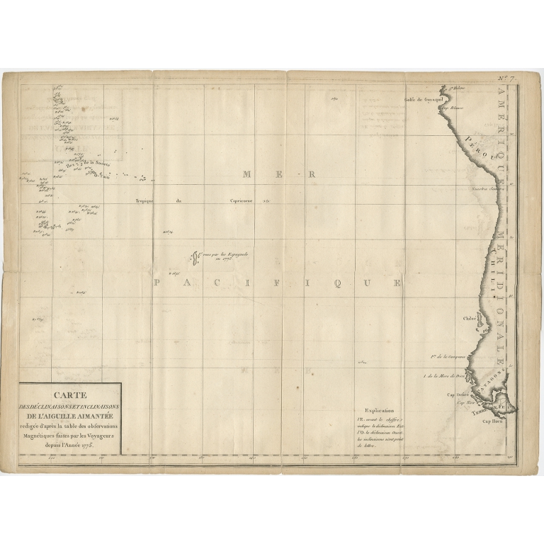 Carte des déclinaisons et inclinaisons de l'Aiguille Aimantée (..) - La Perouse (c.1780)