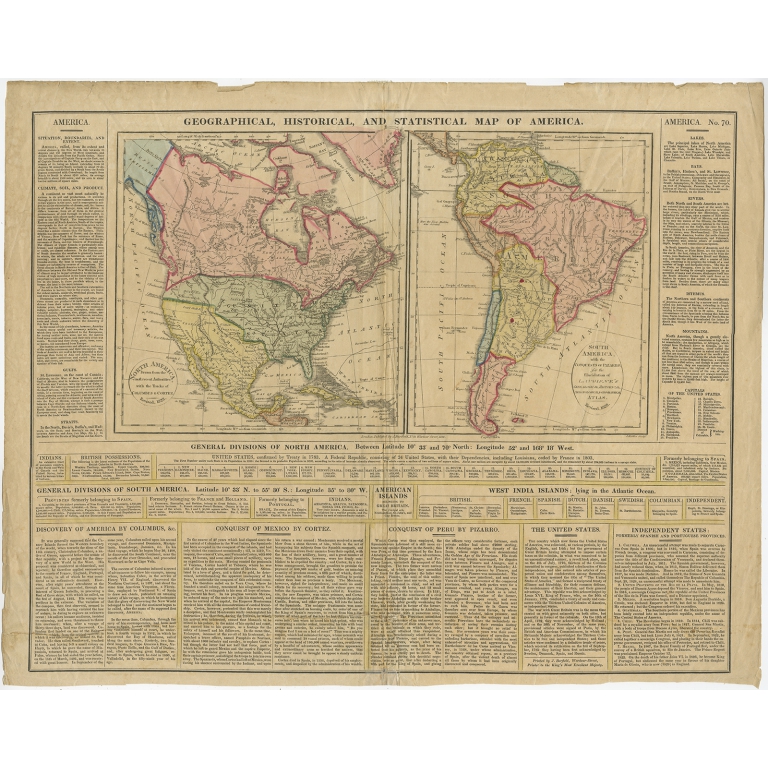Geographical, Historical and Statistical Map of America - Walker (1828)