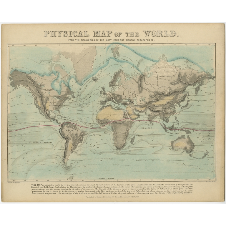 Physical Map of the World - Reynolds (1849)