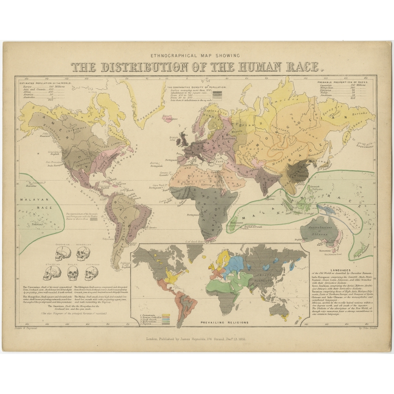 Ethnographical Map of the World - Reynolds (1851)